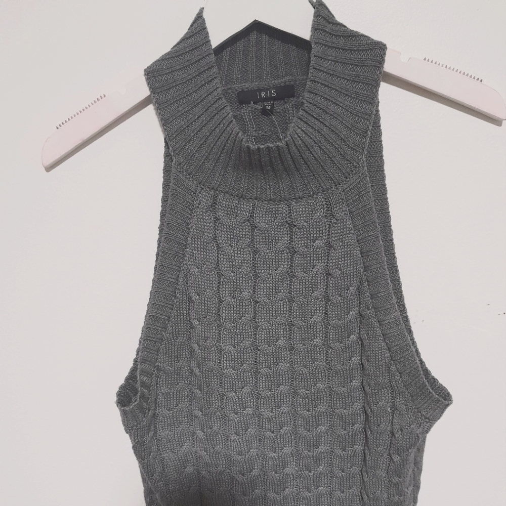 Sleeveless Sexy Grey Sweater
